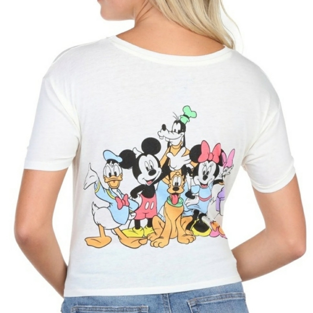 Disney Mickey Mouse Fab Cropped Tie Front Short Sleeve TShirt